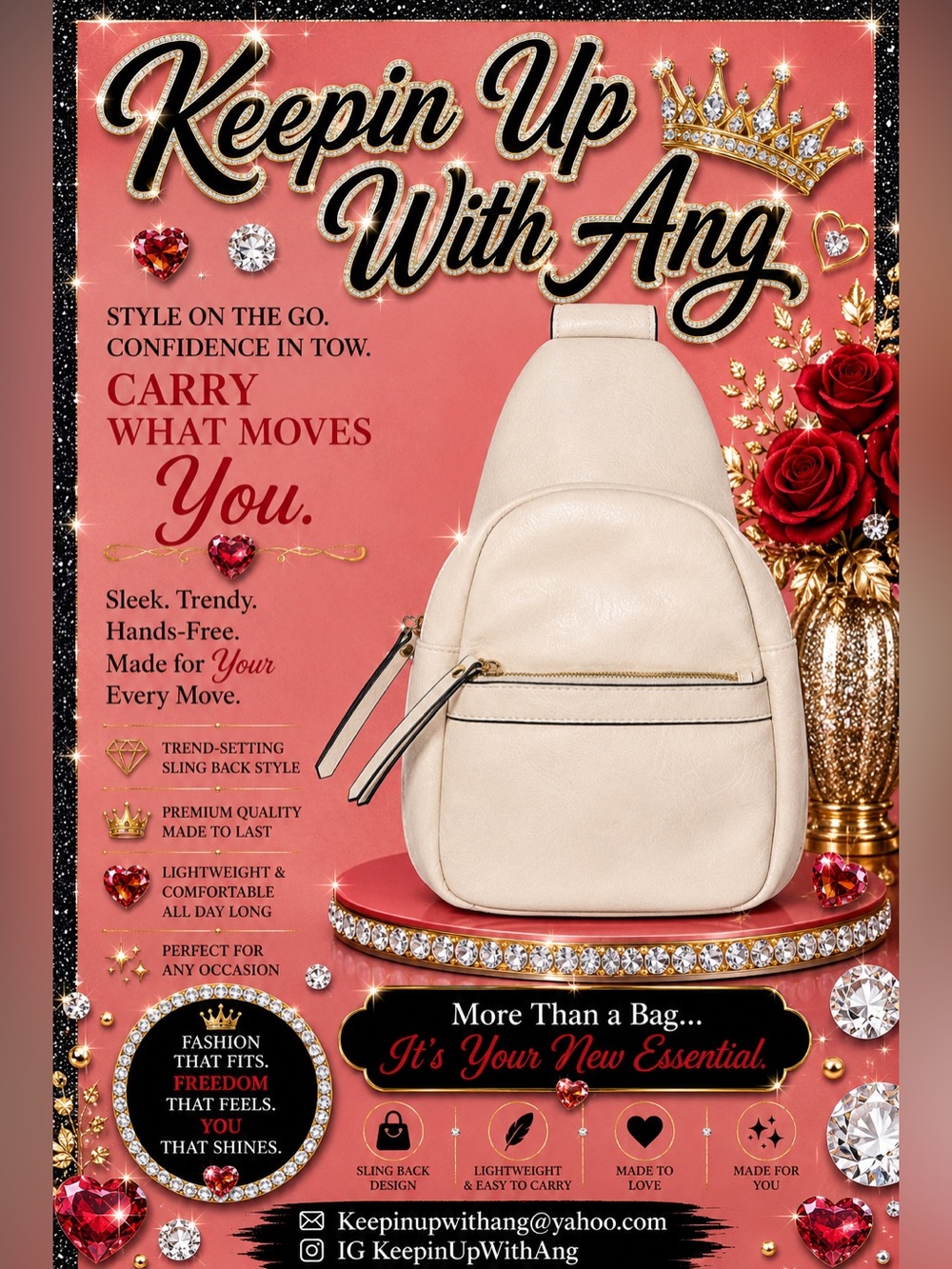 Sleek Cream Sling Backpack - Trend-Setting Hands-Free Style